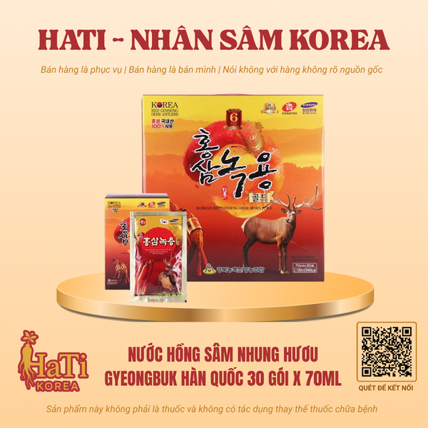 Nước Hồng Sâm Nhung Hươu Gyeongbuk Hàn Quốc 30 Gói x 70ml