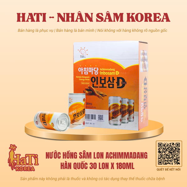 Nước Hồng Sâm Lon Achimmadang Hàn Quốc 30 Lon x 180ml