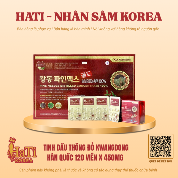 Tinh Dầu Thông Đỏ Kwangdong Hàn Quốc 120 Viên x 450mg