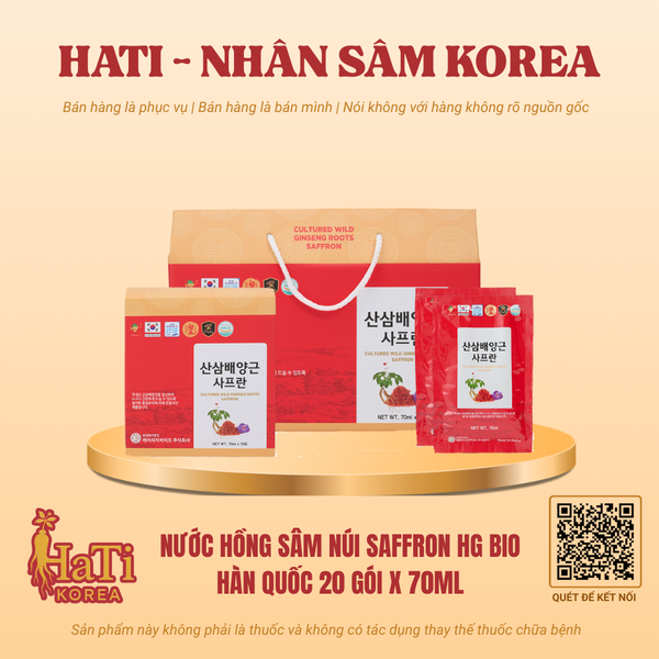 Nước Hồng Sâm Núi Saffon HG Bio Hàn Quốc 20 Gói x 70ml