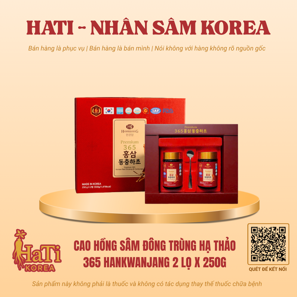 Cao Hồng Sâm Đông Trùng Hạ Thảo 365 Hankwanjang 2 Lọ x 250g