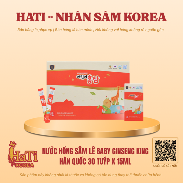 Nước Hồng Sâm Lê Baby Ginseng King Hàn Quốc 30 Tuýp x 15ml