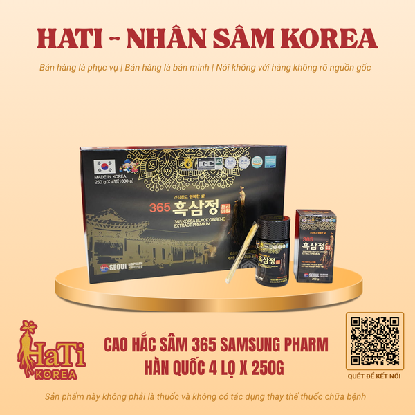 Cao Hắc Sâm 365 Samsung Pharm Hàn Quốc 4 Lọ x 250g