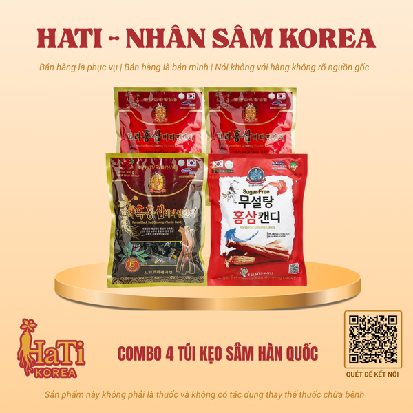 Combo 3 Túi Kẹo Sâm Tặng 1 Túi