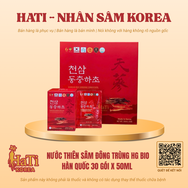 Nước Thiên Sâm Đông Trùng HG Bio Hàn Quốc 30 Gói X 50ml