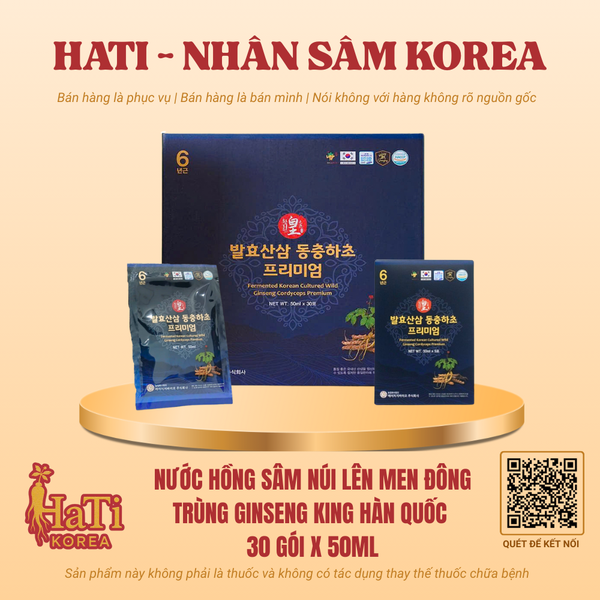 Nước Hồng Sâm Núi Lên Men Đông Trùng Ginseng King Hàn Quốc 30 Gói x 50ml