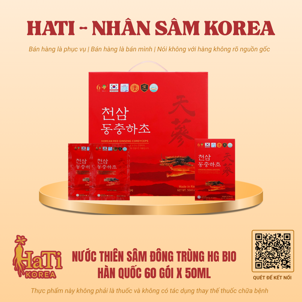 Nước Thiên Sâm Đông Trùng HG Bio Hàn Quốc 60 Gói x 50ml