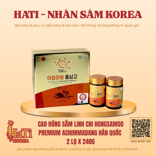Cao Hồng Sâm Linh Chi Hongsamgo Premium Achimmadang Hàn Quốc 2 Lọ x 240g