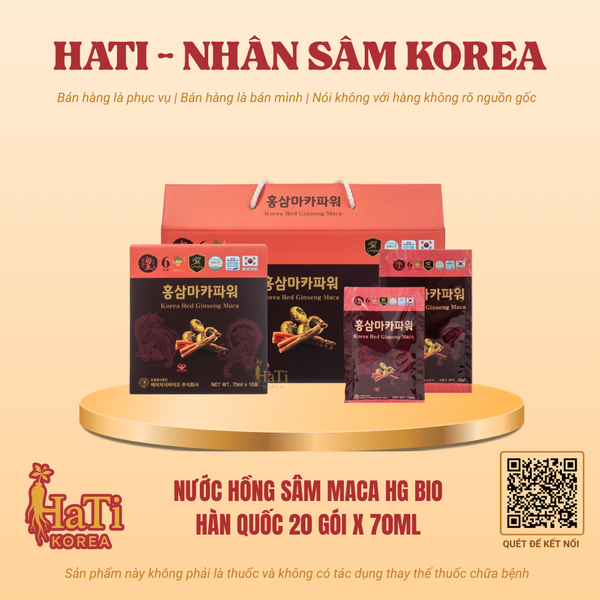 Nước Hồng Sâm Maca HG Bio Hàn Quốc 20 Gói x 70ml