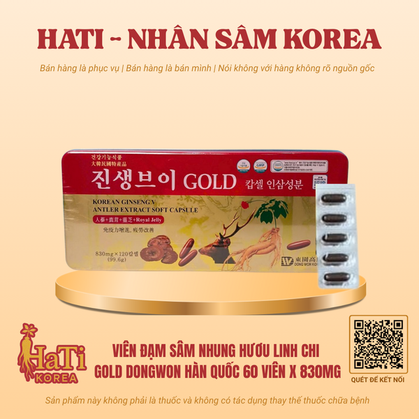 Viên Đạm Sâm Nhung Hươu Linh Chi Gold Dongwon Hàn Quốc 120 Viên x 830mg