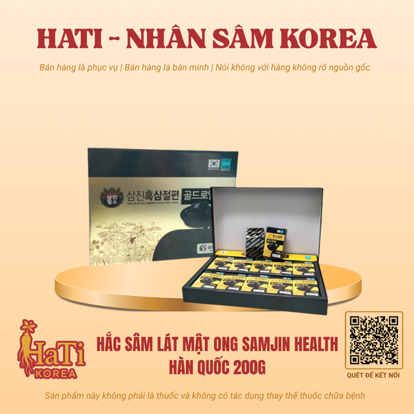 Hắc Sâm Lát Mật Ong Samjin Health Hàn Quốc 200g