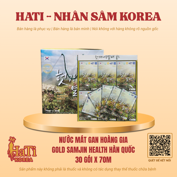 Nước Mát Gan Hoàng Gia Gold Samjin Health Hàn Quốc 30 Gói x 70ml