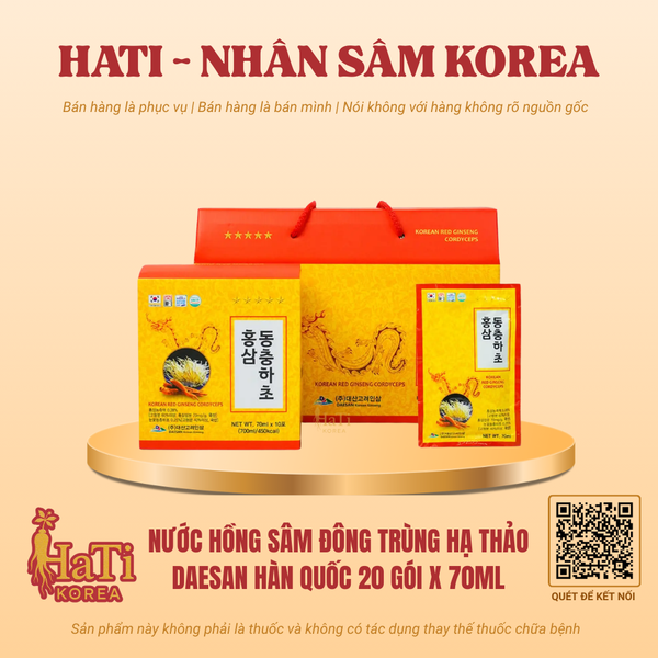 Nước Hồng Sâm Đông Trùng Hạ Thảo Daesan Hàn Quốc 20 Gói x 70ml