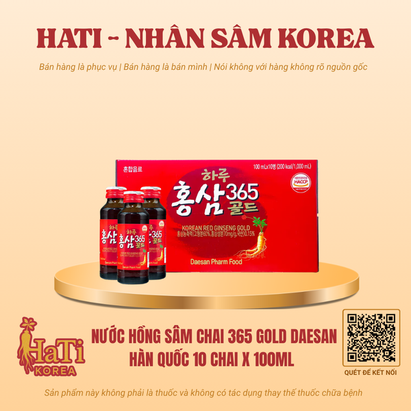 Nước Hồng Sâm Chai 365 Gold Daesan Hàn Quốc 10 Chai x 100ml
