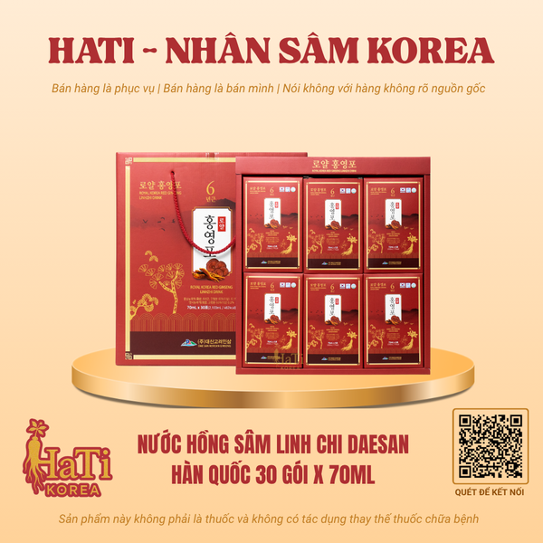Nước Hồng Sâm Linh Chi Daesan Hàn Quốc 30 gói x 70ml