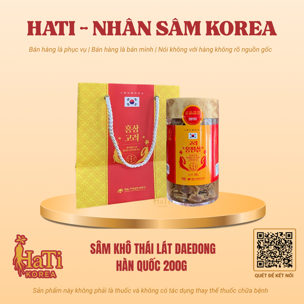 Sâm Khô Thái Lát Daedong Hàn Quốc 200g