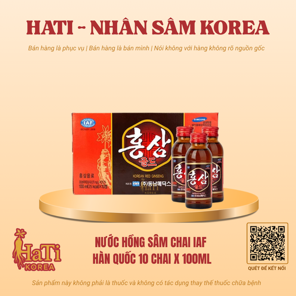 Nước Hồng Sâm Chai IAF Hàn Quốc 10 Chai x 100ml