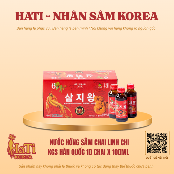 Nước Hồng Sâm Chai Linh Chi KGS Hàn Quốc 10 Chai x 100ml