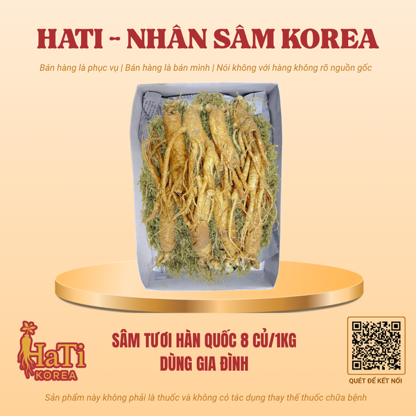 Sâm Tươi Hàn Quốc 8 Củ/Kg — Dùng Gia Đình