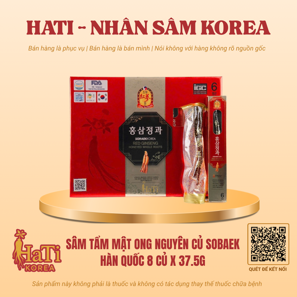 Sâm Tẩm Mật Ong Nguyên Củ Sobaek 8 Củ